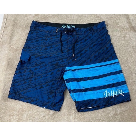 Da Hui Board Shorts Men's size 40 Blue Cargo Pocket swim pool EUC - Picture 1 of 12